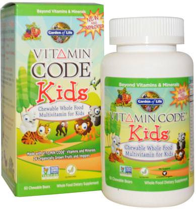 Garden of Life, Vitamin Code, Kids, Chewable Whole Food Multivitamin for Kids, Cherry Berry, 60 Chewable Bears ,الفيتامينات، الفيتامينات المتعددة، الأطفال الفيتامينات