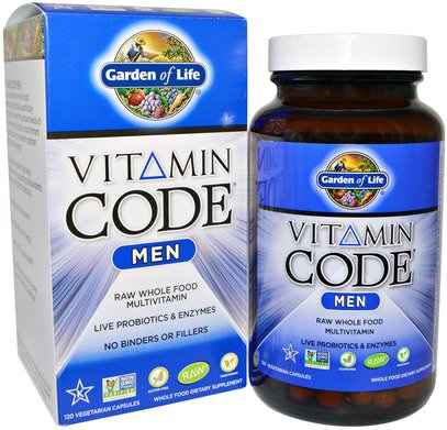 Garden of Life, Vitamin Code, Men, 120 Vegetarian Capsules ,الفيتامينات، الرجال الفيتامينات