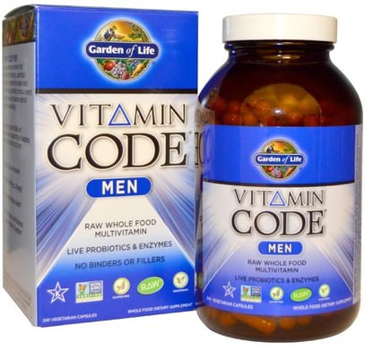 Garden of Life, Vitamin Code, Men, 240 Vegetarian Capsules ,الفيتامينات، الرجال الفيتامينات