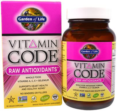 Garden of Life, Vitamin Code, Raw Antioxidants, 30 Veggie Caps ,والمكملات الغذائية، ومضادات الأكسدة