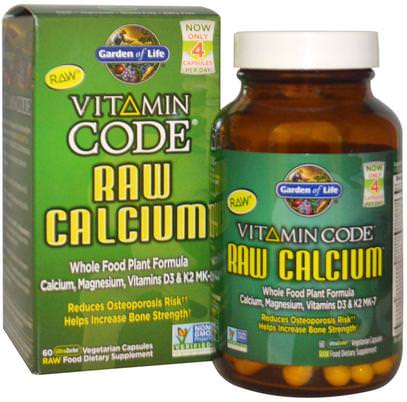 Garden of Life, Vitamin Code, Raw Calcium, 60 UltraZorbe Vegetarian Capsules ,المكملات الغذائية، والمعادن، والكالسيوم