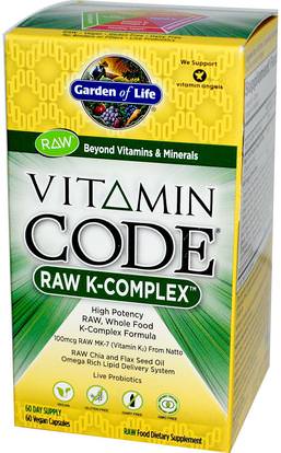 Garden of Life, Vitamin Code, Raw K-Complex, 60 Veggie Caps ,الفيتامينات، فيتامين k