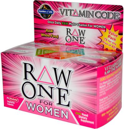 Garden of Life, Vitamin Code, Raw One, Once Daily Raw Multi-Vitamin for Women, 75 UltraZorbe Veggie Caps ,الفيتامينات، النساء الفيتامينات