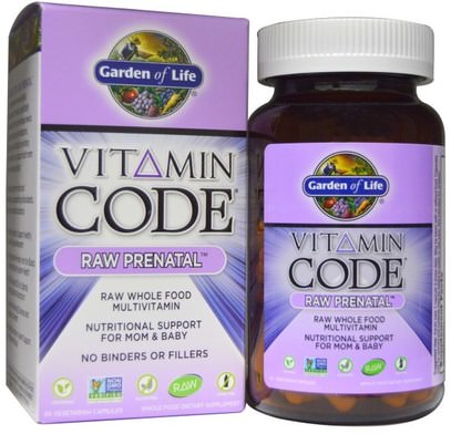 Garden of Life, Vitamin Code, Raw Prenatal, 90 Vegetarian Capsules ,الفيتامينات، الفيتامينات قبل الولادة