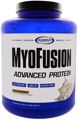Gaspari Nutrition, MyoFusion, Advanced Protein, Vanilla Ice Cream, 4 lbs (1814 g) ,المكملات الغذائية، البروتين، بروتين الرياضة، بروتين مصل اللبن