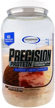 Gaspari Nutrition, Precision Protein, Neopolitan Ice Cream, 2 lbs (907 g) ,المكملات الغذائية، البروتين، بروتين الرياضة، الرياضة، العضلات