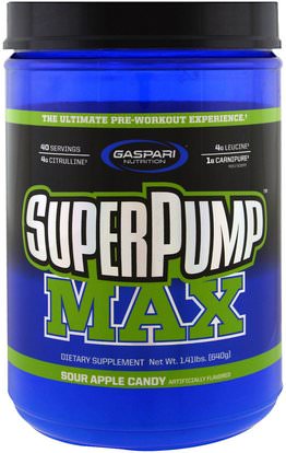 Gaspari Nutrition, SuperPump Max, Sour Apple Candy, 1.41 lbs (640 g) ,والرياضة، تجريب