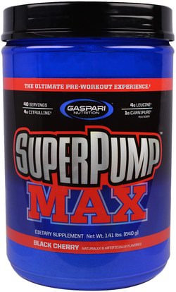 Gaspari Nutrition, SuperPump Max, The Ultimate Pre-Workout Experience, Black Cherry, 1.41 lbs (640 g) ,والرياضة، تجريب