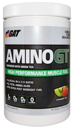GAT, Amino GT, High Performance Muscle Fuel, Strawberry Kiwi, 13.76 oz (390 g) ,الرياضة، تجريب، الرياضة