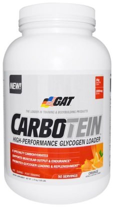 GAT, Carbotein, High Performance Glycogen Loader, Orange, 3.85 lbs (1.75 kg) ,الرياضة، تجريب، العضلات
