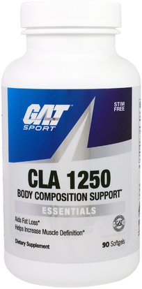 GAT, CLA 1250, 90 Softgels ,وفقدان الوزن، والنظام الغذائي، كلا (مترافق حمض اللينوليك)، والصحة