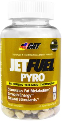 GAT, JetFuel Pyro, Fat-Burning Thermogenic, 120 Oil-Infused Capsules ,والصحة، والطاقة، وفقدان الوزن، والنظام الغذائي، وحرق الدهون