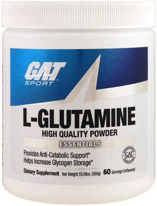 GAT, L-Glutamine, Unflavored, 10.58 oz (300 g) ,المكملات الغذائية، والأحماض الأمينية، ل الجلوتامين، ل مسحوق الجلوتامين