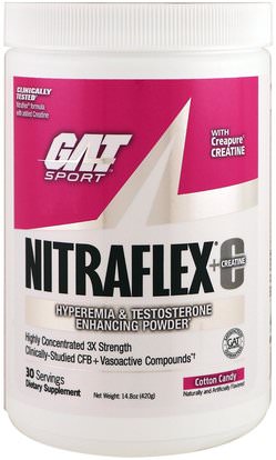 GAT, Nitraflex+C, Cotton Candy, 14.8 oz (420 g) ,والرياضة، تجريب