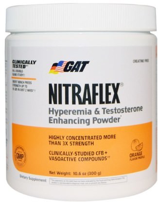 GAT, Nitraflex, Orange, 10.6 oz (300 g) ,الرياضة، تجريب، الرجال، التستوستيرون