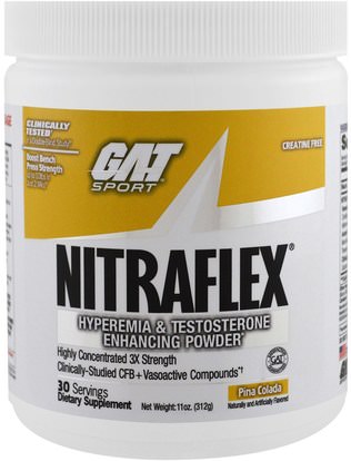 GAT, Nitraflex, Pina Colada, 11 oz (312 g) ,الرياضة، تجريب، الرجال، التستوستيرون