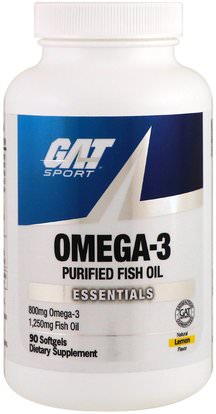 GAT, Omega-3, Lemon, 90 Softgels ,المكملات الغذائية، إيفا أوميجا 3 6 9 (إيبا دا)، زيت السمك