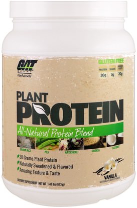 GAT, Plant Protein, All-Natural Protein Blend, Vanilla, 1.48 lbs (673 g) ,والرياضة، والمكملات الغذائية، والبروتين