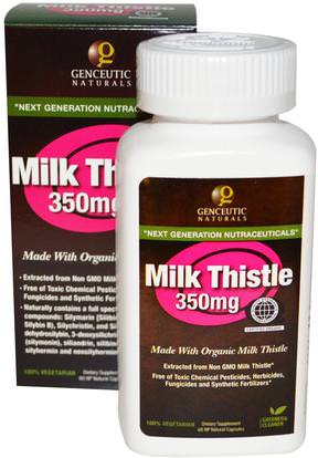 Genceutic Naturals, Milk Thistle, 350 mg, 60 NP Natural Capsules ,الصحة، السموم، الحليب الشوك (سيليمارين)