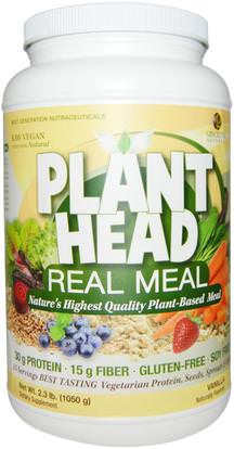 Genceutic Naturals, Plant Head, Real Meal, Vanilla, 2.3 lb (1050 g) ,والمكملات الغذائية، والهدايا استبدال وجبة