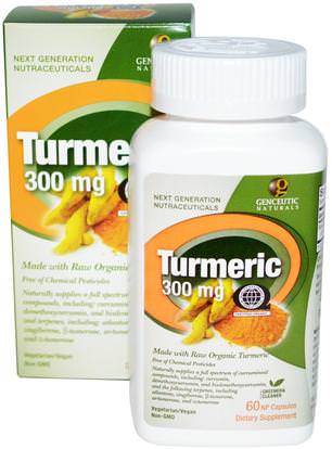 Genceutic Naturals, Turmeric, 300 mg, 60 NP Natural Capsules ,المكملات الغذائية، مضادات الأكسدة، الكركمين