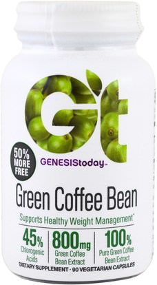 Genesis Today, Green Coffee Bean, 90 Veggie Caps ,وفقدان الوزن، والنظام الغذائي، وإدارة الوزن