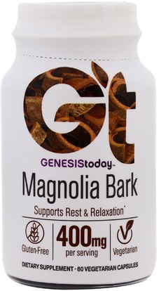 Genesis Today, Magnolia Bark, 400 mg, 60 Vegetarian Capsules ,الأعشاب، ماغنوليا النباح (فيلوديندرون)، التغذية اليومية