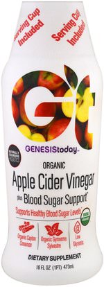 Genesis Today, Organic Apple Cider Vinegar Plus Blood Sugar Support, 16 fl oz (473 ml) ,المكملات الغذائية، خل التفاح
