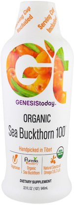 Genesis Today, Organic, Sea Buckthorn 100, 32 fl oz (946 ml) ,التغذية اليومية، الجمال