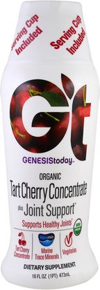 Genesis Today, Organic Tart Cherry Concentrate plus Joint Support, 16 fl oz (473 ml) ,المكملات الغذائية، مقتطفات الفاكهة، الكرز (الفاكهة السوداء البرية)