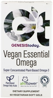Genesis Today, Vegan Essential Omega, 60 Vegetarian Soft Gels ,المكملات الغذائية، إيفا أوميجا 3 6 9 (إيبا دا)، دا، إيبا