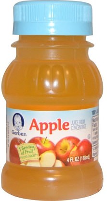 Gerber, 100% Juice, Apple Juice, 4 fl oz (118 ml) ,الغذاء، القهوة الشاي والمشروبات، صحة الأطفال، أطفال الأطعمة