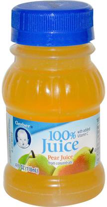 Gerber, 100% Juice, Pear, 4 fl oz (118 ml) ,الغذاء، القهوة الشاي والمشروبات، صحة الأطفال، أطفال الأطعمة