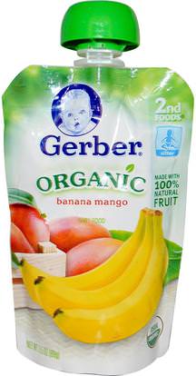 Gerber, 2nd Foods, Organic Baby Food, Banana Mango, 3.5 oz (99 g) ,صحة الأطفال، أغذية الأطفال، تغذية الطفل، الغذاء