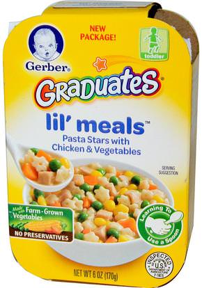 Gerber, Graduates for Toddlers, Lil Meals, Pasta Stars with Chicken & Vegetables, 6 oz (170 g) ,صحة الأطفال، أطفال الأطعمة والخريجين