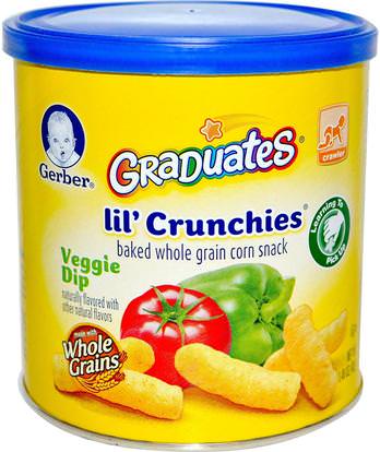 Gerber, Graduates, Lil Crunchies, Veggie Dip, 1.48 oz (42 g) ,صحة الطفل، تغذية الطفل، الخريجين، وجبات خفيفة طفل صغير