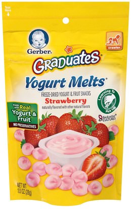 Gerber, Graduates, Yogurt Melts, Strawberry, 1.0 oz (28 g) ,صحة الطفل، تغذية الطفل، الخريجين، نفث