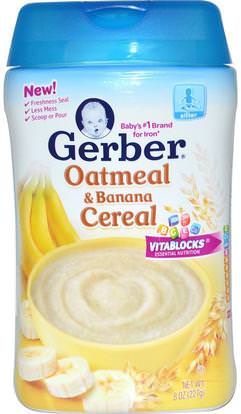 Gerber, Oatmeal & Banana Cereal, 8 oz (227 g) ,صحة الأطفال، أغذية الأطفال، تغذية الطفل، حبوب الأطفال
