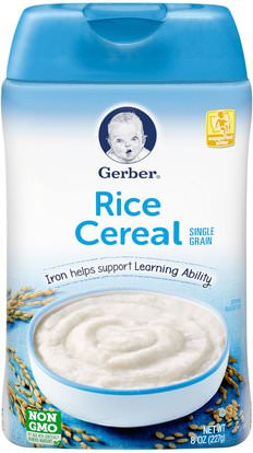 Gerber, Rice Cereal, Single Grain, 8 oz (227 g) ,صحة الأطفال، أغذية الأطفال، تغذية الطفل، حبوب الأطفال