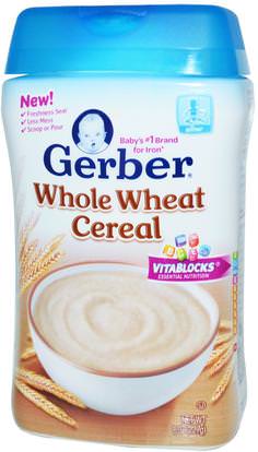 Gerber, Whole Wheat Cereal, 8 oz (227 g) ,صحة الأطفال، أغذية الأطفال، تغذية الطفل، حبوب الأطفال