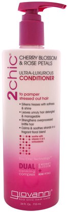 Giovanni, 2Chic, Ultra-Luxurious Conditioner, to Pamper Stressed Out Hair, Cherry Blossom & Rose Petals, 24 fl oz (710 ml) ,حمام، الجمال، دقة بالغة، فروة الرأس