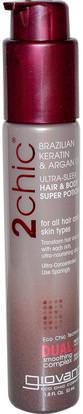 Giovanni, 2Chic, Ultra-Sleek Hair & Body Super Potion, Brazilian Keratin & Argan Oil, 1.8 fl oz (53 ml) ,حمام، الجمال، تصفيف الشعر هلام، أرجان