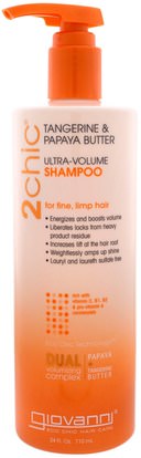 Giovanni, 2Chic, Ultra-Volume Shampoo, for Fine Limp Hair, Tangerine & Papaya Butter, 24 fl oz (710 ml) ,حمام، الجمال، دقة بالغة، فروة الرأس