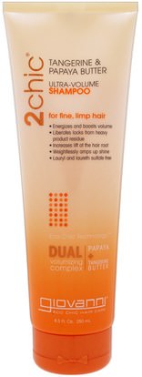 Giovanni, 2Chic, Ultra-Volume Shampoo, for Fine Limp Hair, Tangerine & Papaya Butter, 8.5 fl oz (250 ml) ,حمام، الجمال، دقة بالغة، فروة الرأس