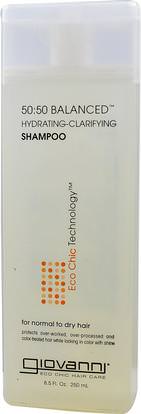 Giovanni, 50:50 Balanced Hydrating-Clarifying Shampoo, 8.5 fl oz (250 ml) ,حمام، الجمال، الشامبو، الشعر، فروة الرأس، مكيف