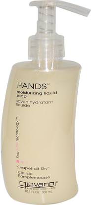 Giovanni, Hands, Moisturizing Liquid Soap, Grapefruit Sky, 10.1 fl oz (300 ml) ,حمام، الجمال، الصابون