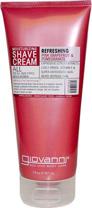 Giovanni, Moisturizing Shave Cream, Refreshing, Pink Grapefruit & Pomegranate, 7 fl oz (207 ml) ,حمام، الجمال، الحلاقة، تقشد، أرجان