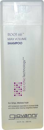 Giovanni, Root 66, Max Volume Shampoo, 8.5 fl oz (250 ml) ,حمام، الجمال، الشامبو، الشعر، فروة الرأس، مكيف