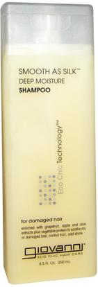Giovanni, Smooth As Silk, Deep Moisture Shampoo, 8.5 fl oz (250 ml) ,حمام، الجمال، الشامبو، الشعر، فروة الرأس، مكيف