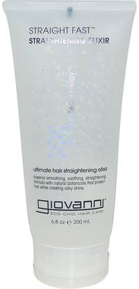 Giovanni, Straight Fast, Straightening Elixir, 6.8 oz (200 ml) ,حمام، الجمال، تصفيف الشعر هلام